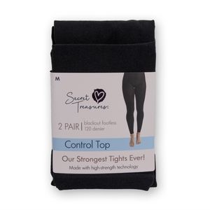 NWT Secret Treasures Women's Blackout Footless Tight 2 Pair